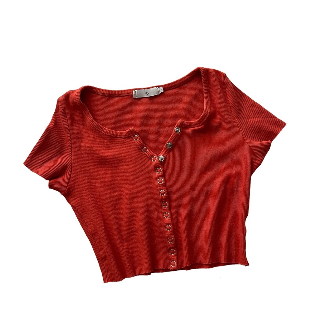Burnt Orange Adika Button Up Baby Tee